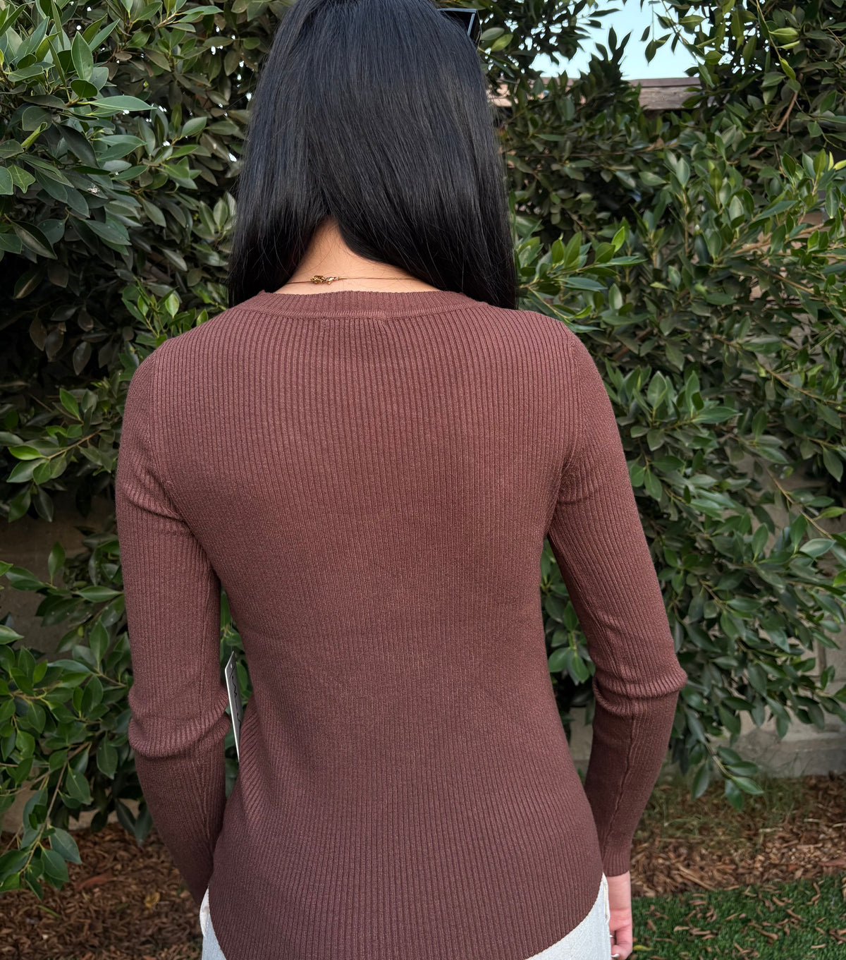 Cocoa Ribbed Long Sleeve Top