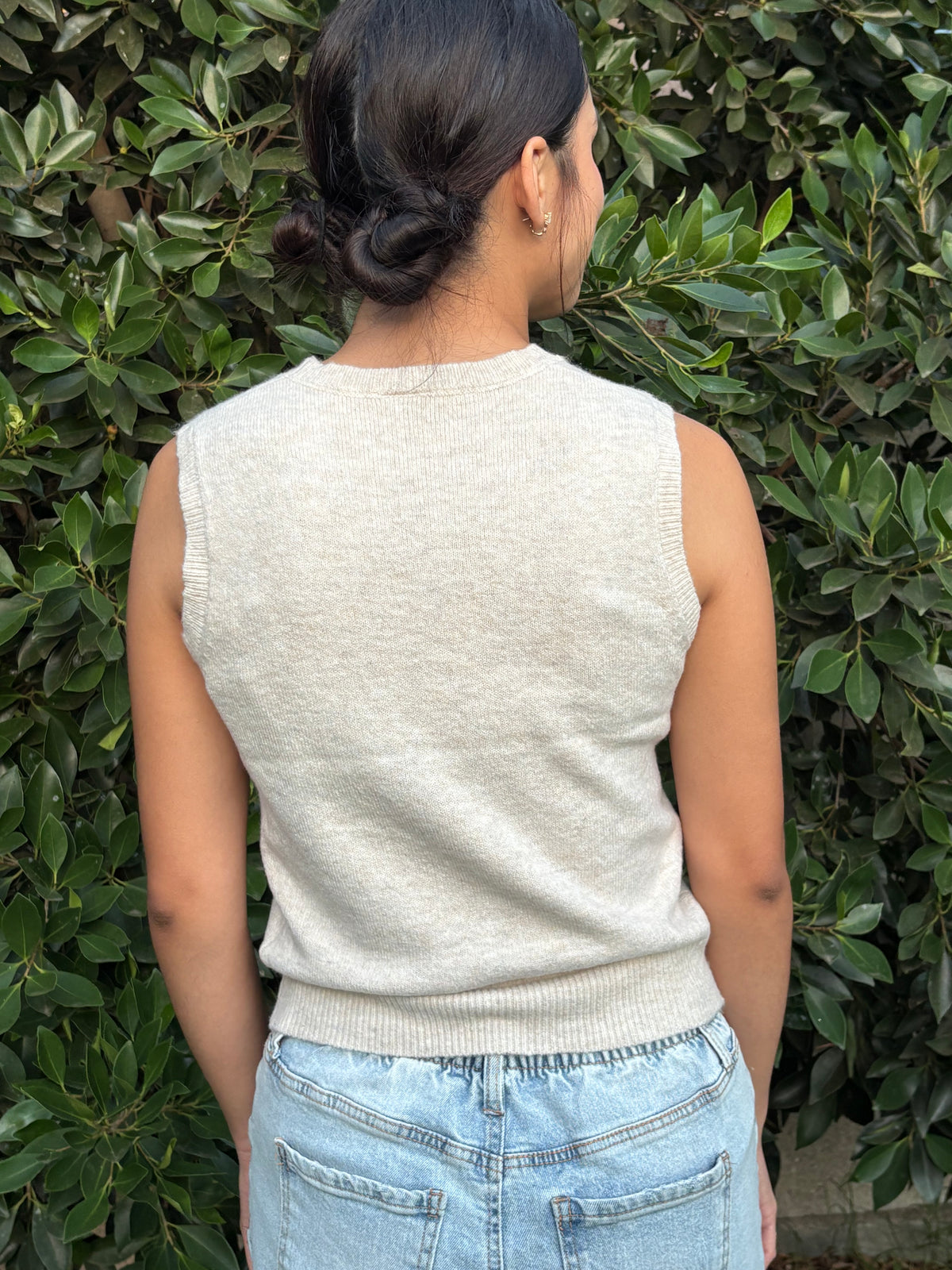 Cream Knitted Sweater Vest