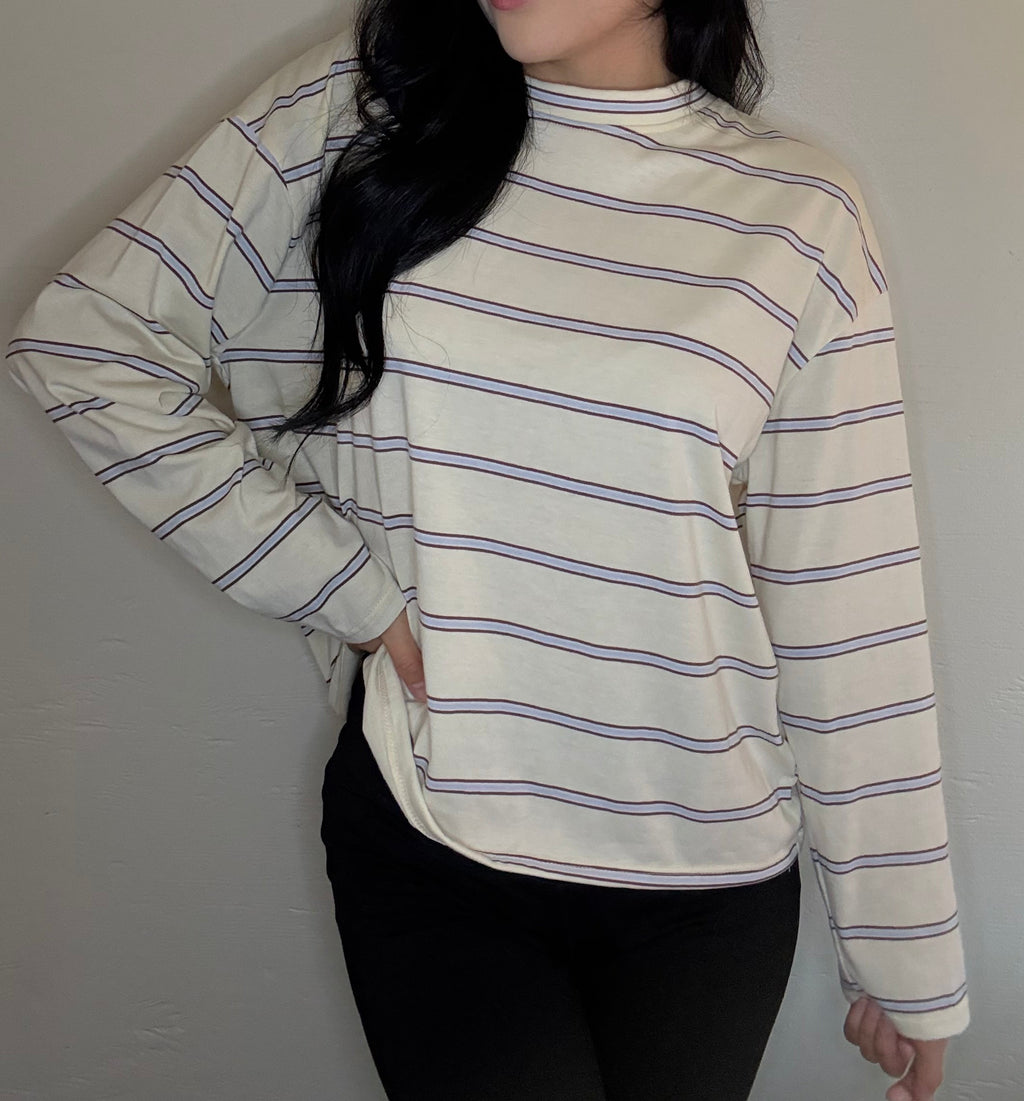 Cream & Stripe Long-Sleeve Top