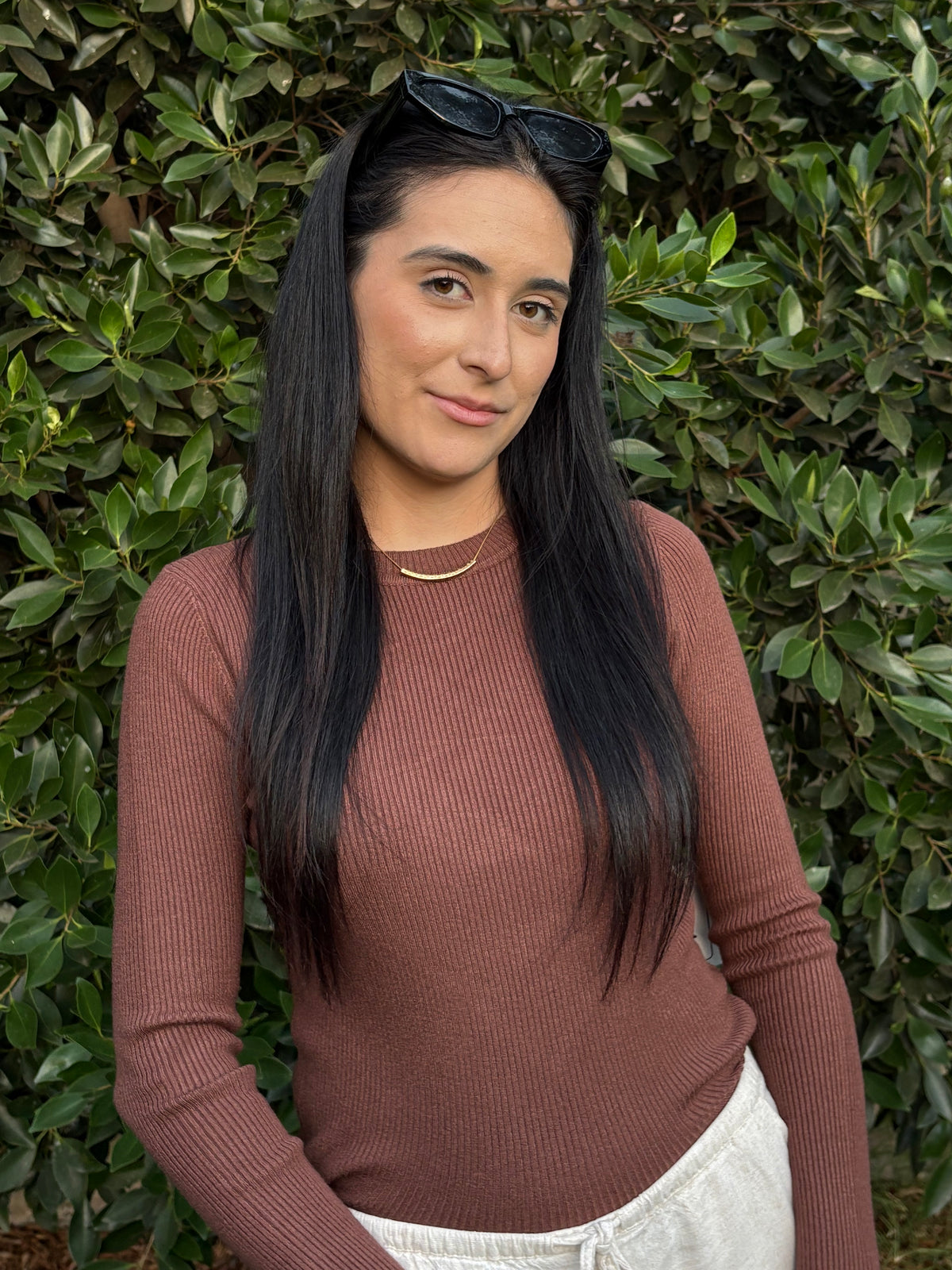 Cocoa Ribbed Long Sleeve Top