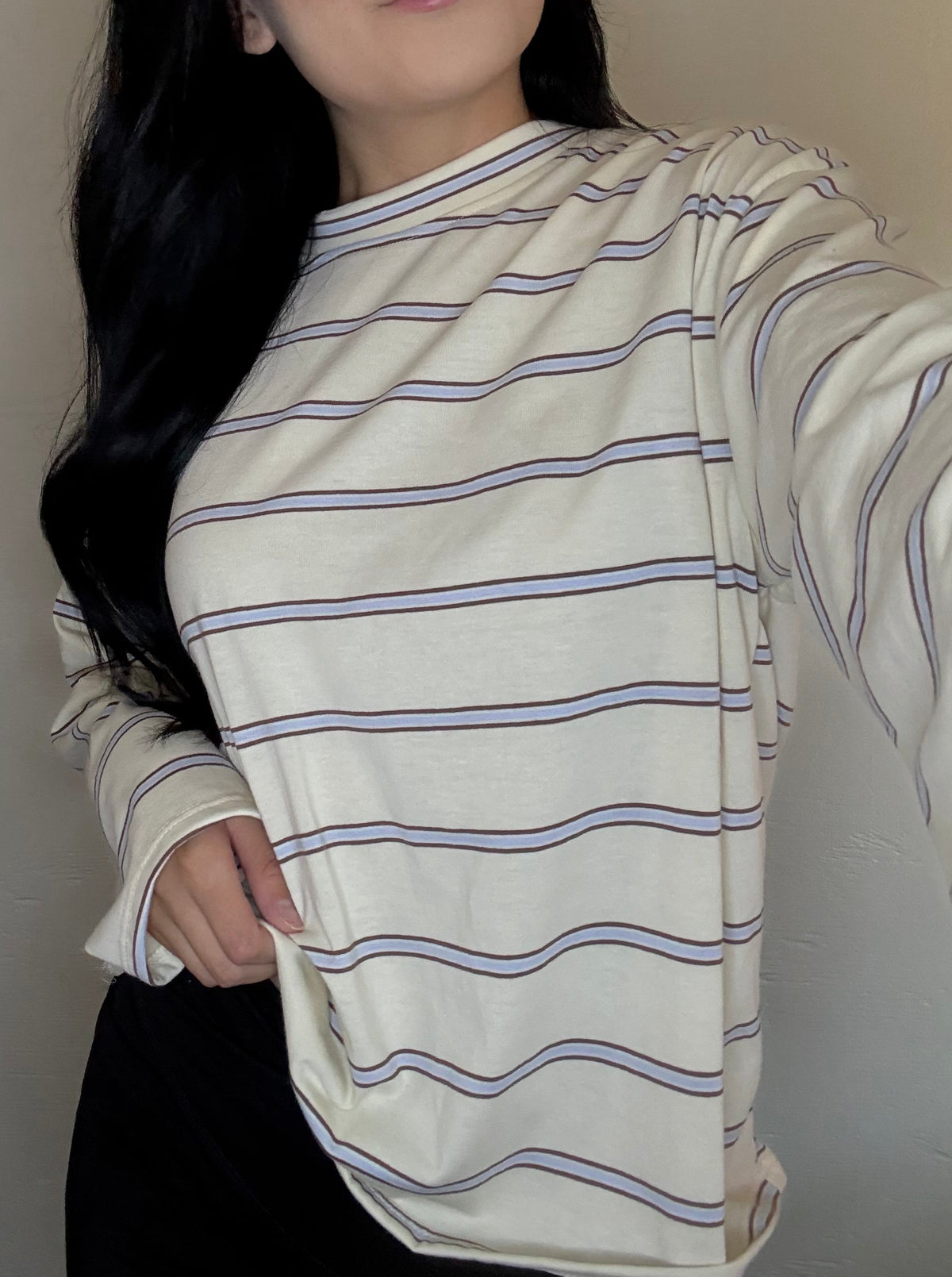 Cream & Stripe Long-Sleeve Top