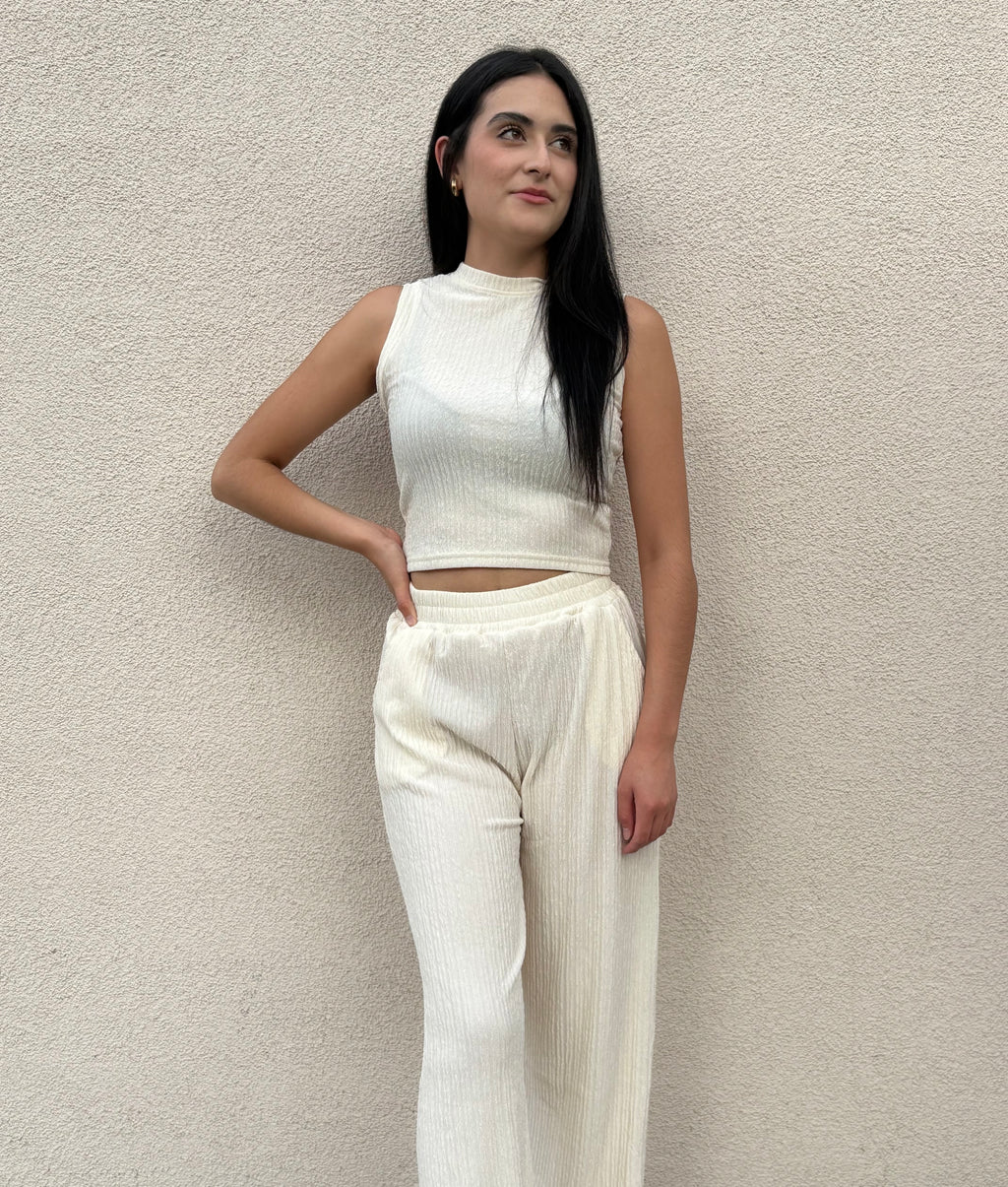 Ivory Ribbed Lounge Set
