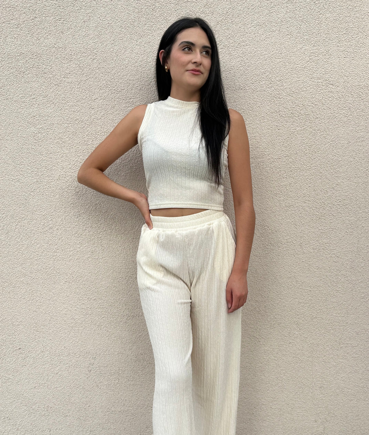 Ivory Ribbed Lounge Set
